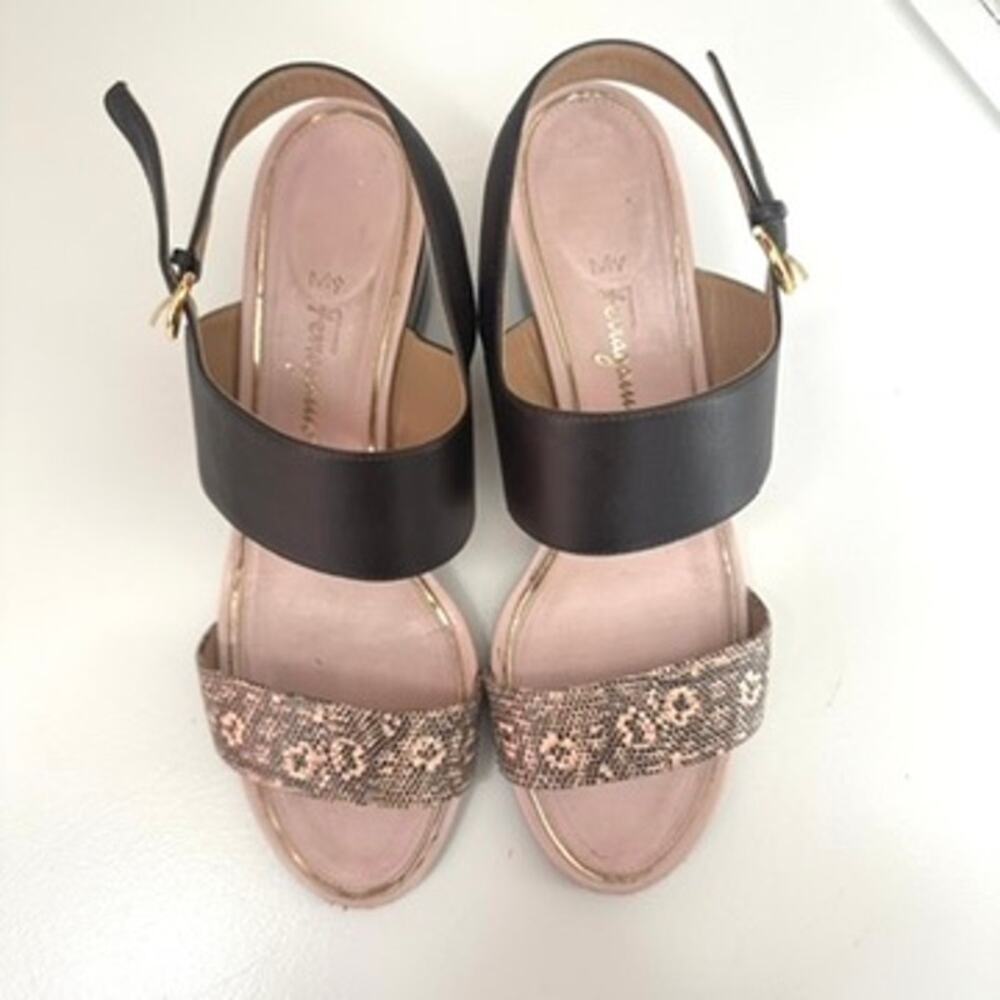 My Ferragamo Sandals Black Leather Python Print S… - image 5